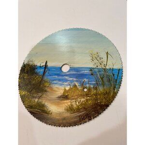 Vtg Betty Robinson Artist Circular Saw Folk Blade Art Painting Signed Betty '91